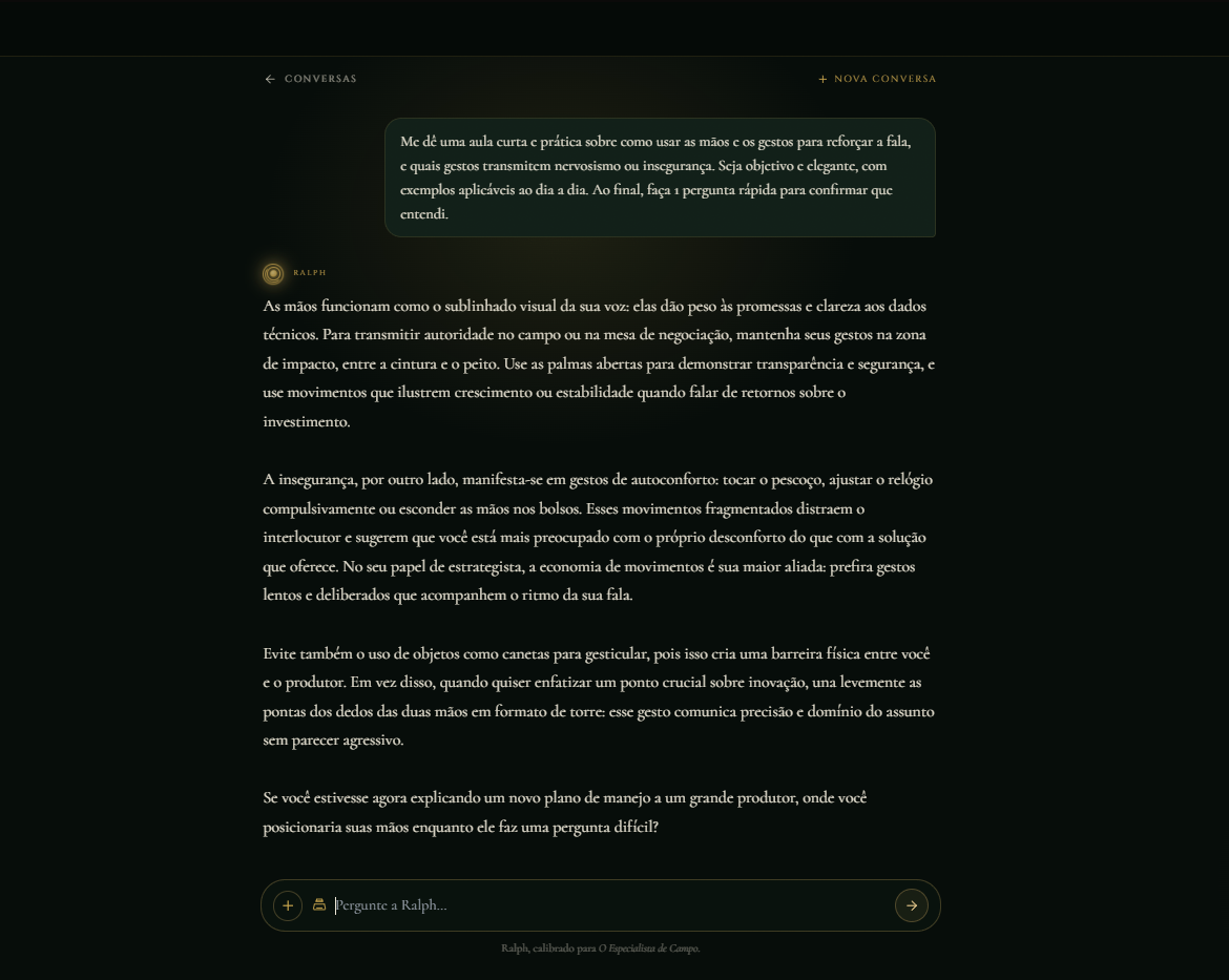 Prévia da plataforma · Linguagem corporal