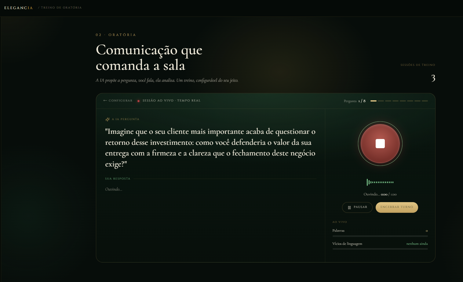 Prévia da plataforma · Oratória